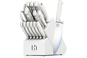Kitchen Knife Block Set, 15-Piece Enduring Ultra Sharp Knife Set, Japanese High Carbon Stainless Steel, Premium Forged Knives