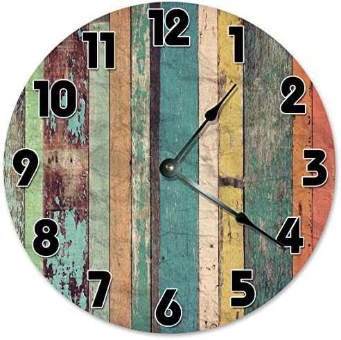 Dikoum Antique Round Wood Clock for Bedroom I Only Drink Wine Clock Decorative Barrel Casket Crate Printed Wood Image Wall Clock Art Decorative for Kids Room 12 Inch Living Room Clock Gift