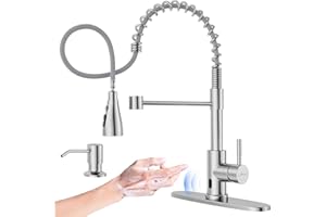 APPASO Touchless Kitchen Faucet, 3 Modes Smart Motion Sensor Kitchen Faucet with Pull Down Sprayer, Brushed Nickel Activated Faucet for Kitchen Sink with Soap Dispenser