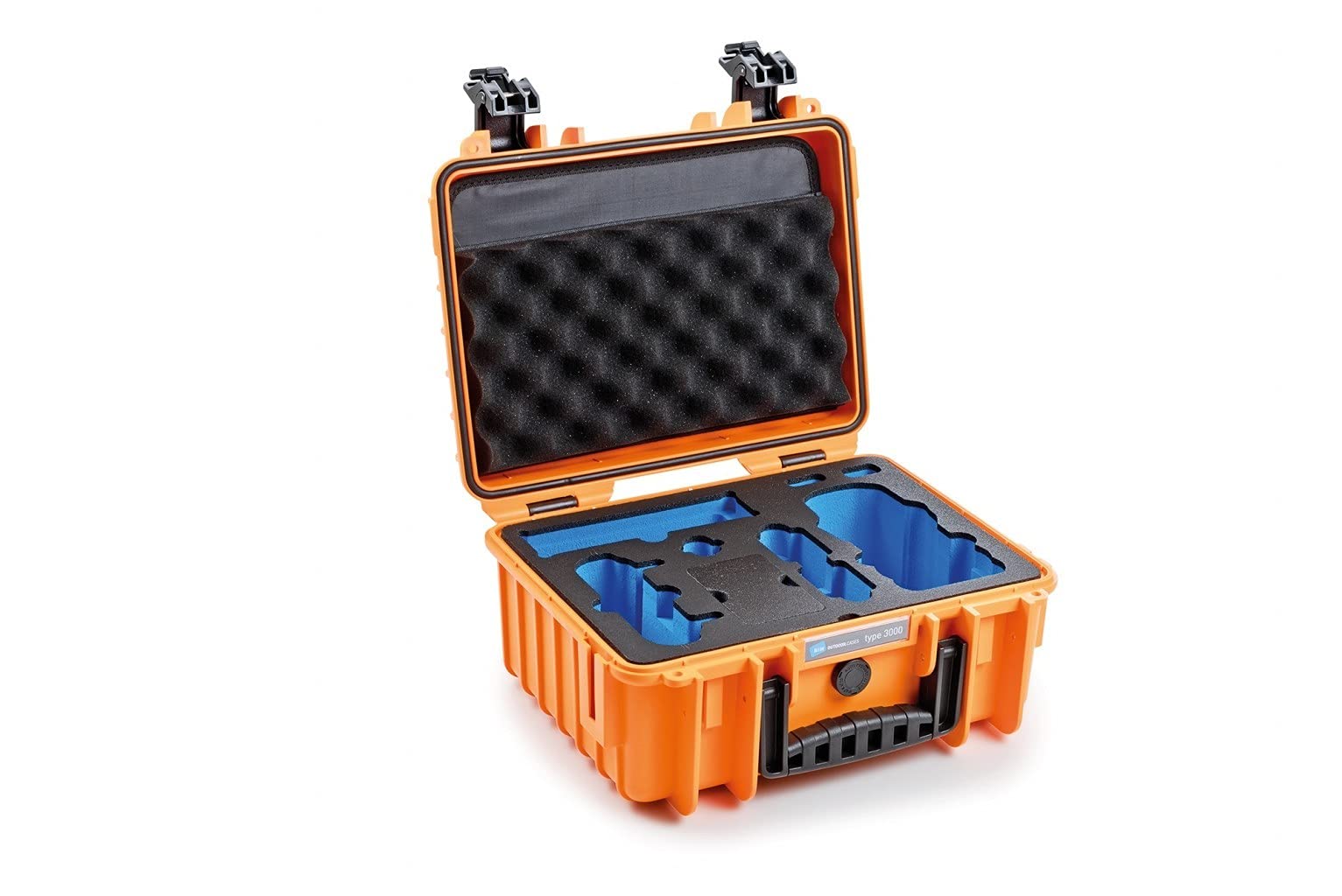 B&W Outdoor Transport Case - Type 3000 with inlay for DJI Mavic Air 2, DJI Air 2S, Fly More Combo - Waterproof, Dustproof - Orange