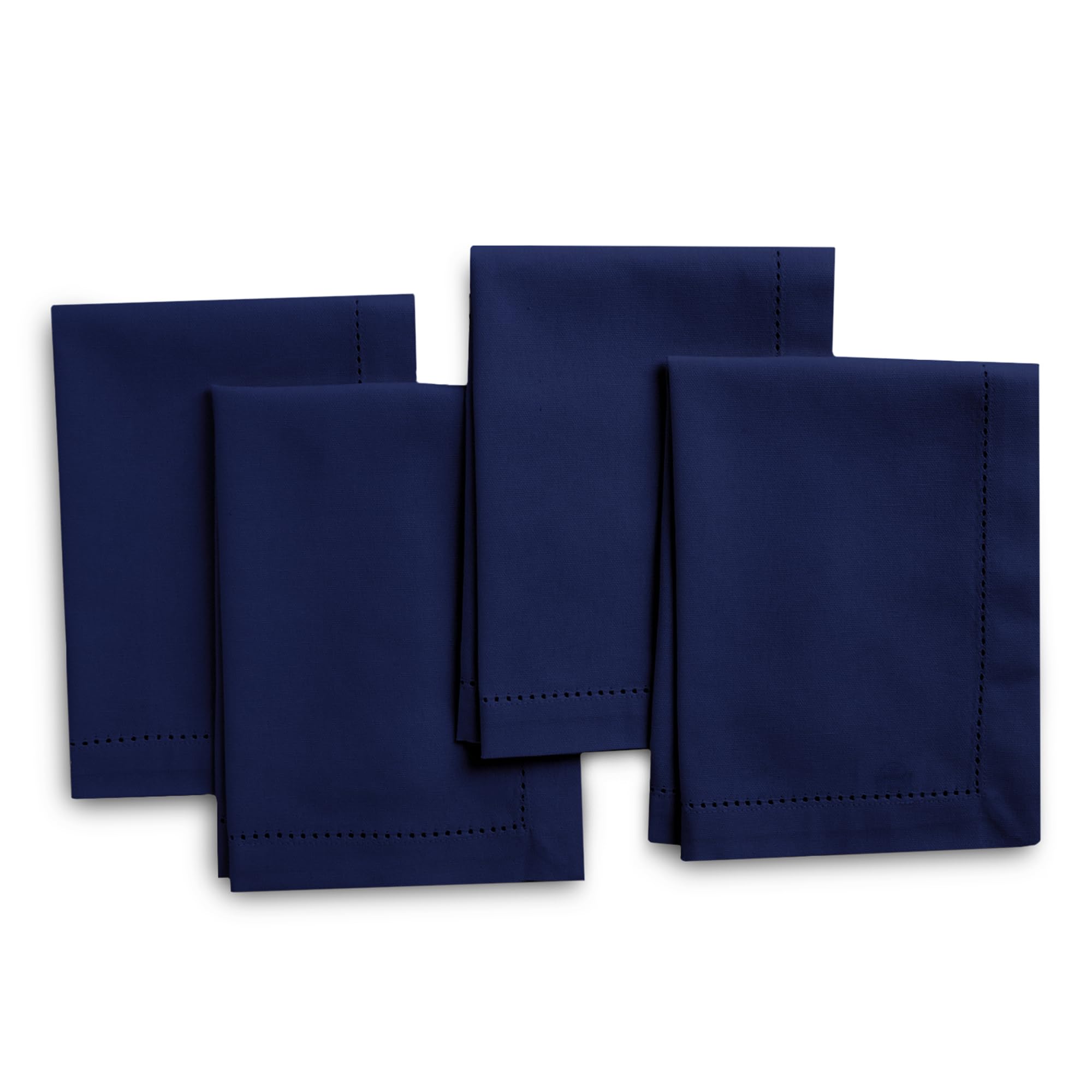 Encasa XO Scotch Blue Cloth Napkins Set of 12, 17"x17" | Cotton Hemstitched Design Dinner Napkins | Washable & Reusable Table Napkins for Holiday Dinners, Party, Wedding & Everyday Dining
