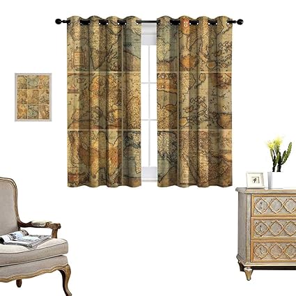 Amazon Com Luckyee World Map Patterned Drape For Glass Door