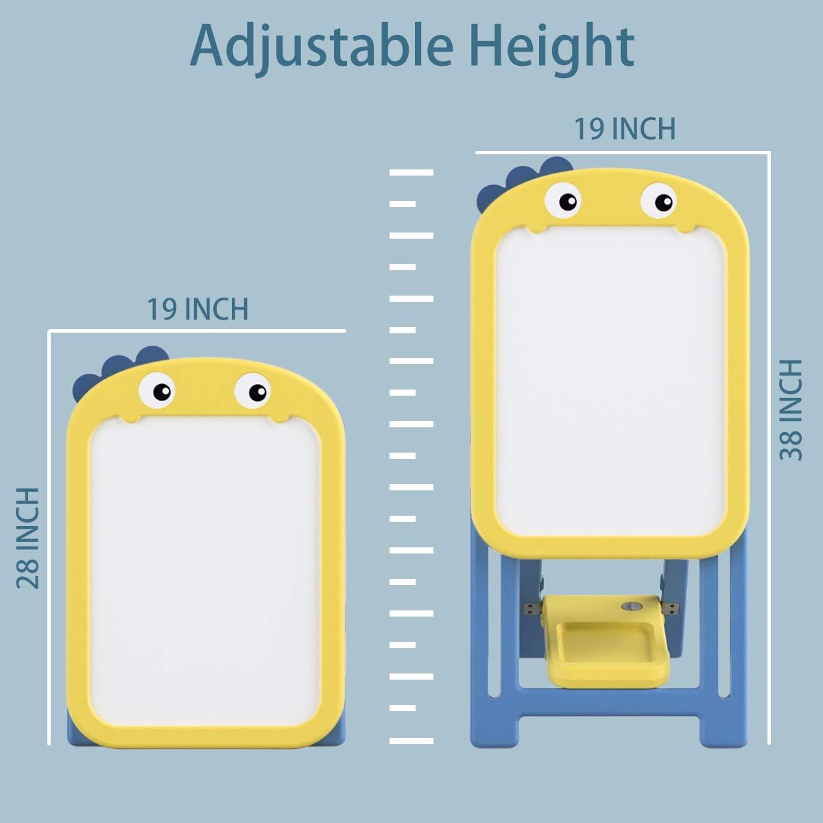 mloong Instant Kids Easel, Height Adjustable Art Easel, Magnetic Dry Erase Board with 16 pcs Number Magnets, Standing Drawing Whiteboard with 8 pcs Watercolor Pen for Toddlers (Yellow): Home & Kitchen