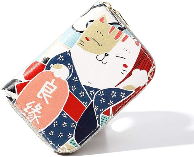 Amazon かわいい猫柄オルガンスタイルマルチカードスロットキャッシュカードケース グレー クレジットカードケース