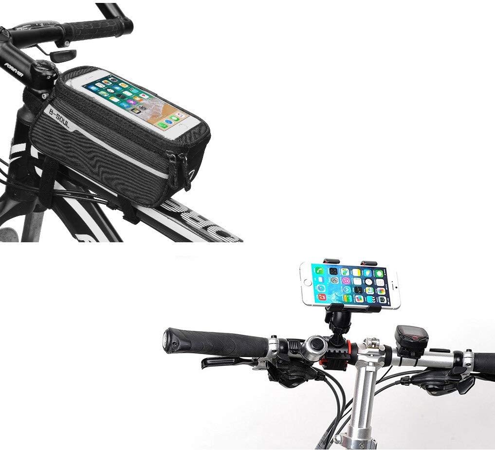 Bike Pack for iPhone XR Smartphone (Handlebar Bike Mount + Touchscreen Pouch) Mountain Bike Cycling (Black)
