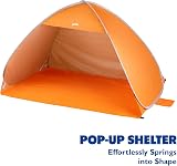 Yello Pop Up Beach Shelter 2-3 Person UPF 50+ Lightweight Orange view 7