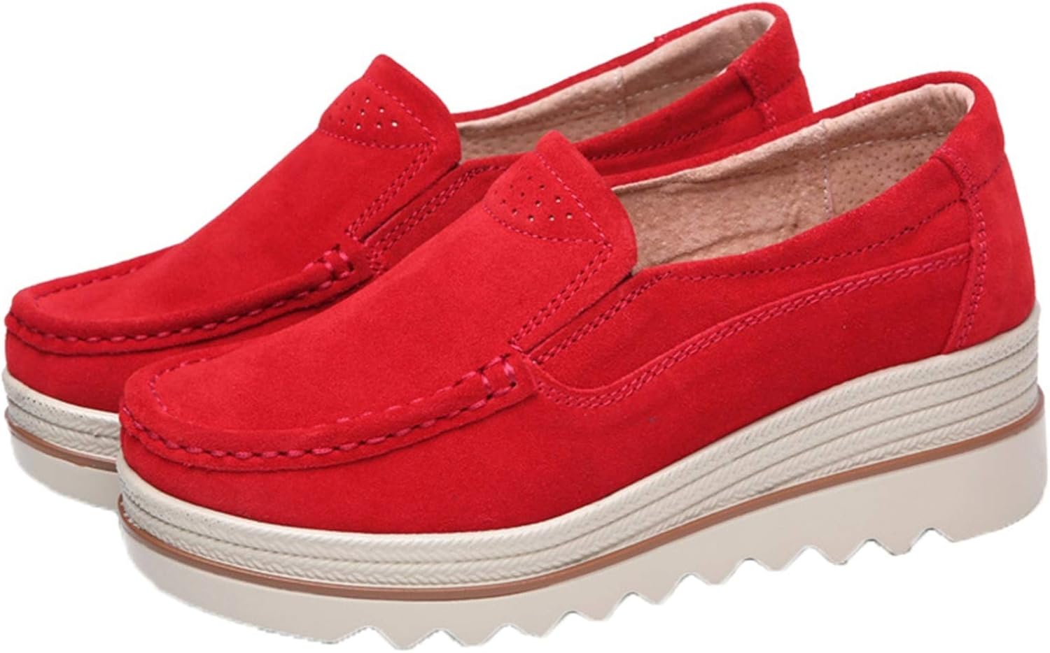 Wildleder Damen Freizeitschuhe Prägnante Dicke Sohle AntiRutschTägliches Gehen Einfache Slip Wildleder Damen Freizeitschuhe Prägnante Dicke Sohle AntiRutschTägliches Gehen Einfache Slip