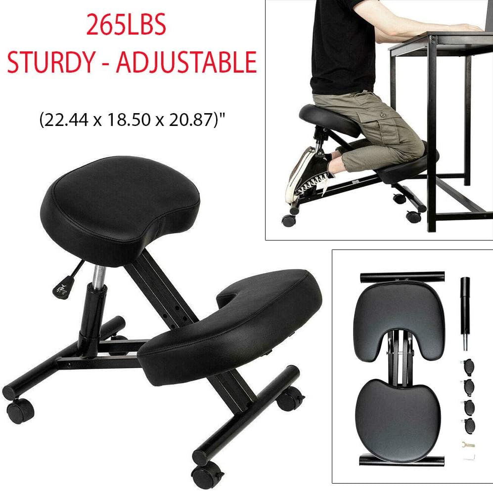 265Lbs Sturdy Ergonomic Kneeling Chair Hydraulic Automatic Adjusting Working Stool Knee Rest with Pu Leather and Sponge Make Your Body Comfortable Best Choice for You