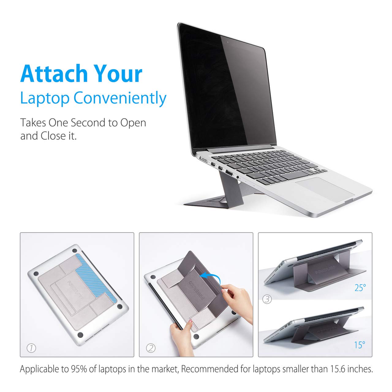 Poweradd Tablet Stand, Lightweight Adjustable Tablet Holder, Desktop Stand Dock Laptop Stand Compatible with iPad, Tablets, Laptop, Nintendo Switch and More - Grey