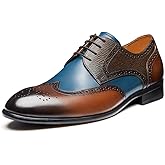 Jepsengord Men's Dress Shoes Wingtip Genuine Cowhide Leather Oxfords with Brogue Formal Business Wedding Derby Shoes