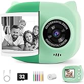 Rongta Instant Print Camera for Kids, Children Portable Photo Printer for Birthday Gifts, Kids Toys, 2.4 Inch Screen Kid Digital Camera for Girls Boys Age 3 4 5 6 7 8 9 10(Green)