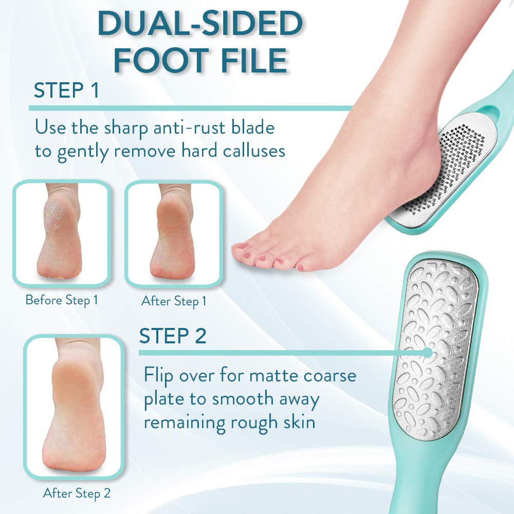 Callus Remover For Feet | Double-sided Dead Skin Remover - Rough Pedicure Foot File For Exfoliation & Fine Foot Scrubber for Smoothing & Softening Skin : Beauty