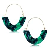 CEALXHENY Acrylic Earrings Tortoise Hoop Earrings Statement Wire Resin Earrings Fan Drop Dangle Earring for Women