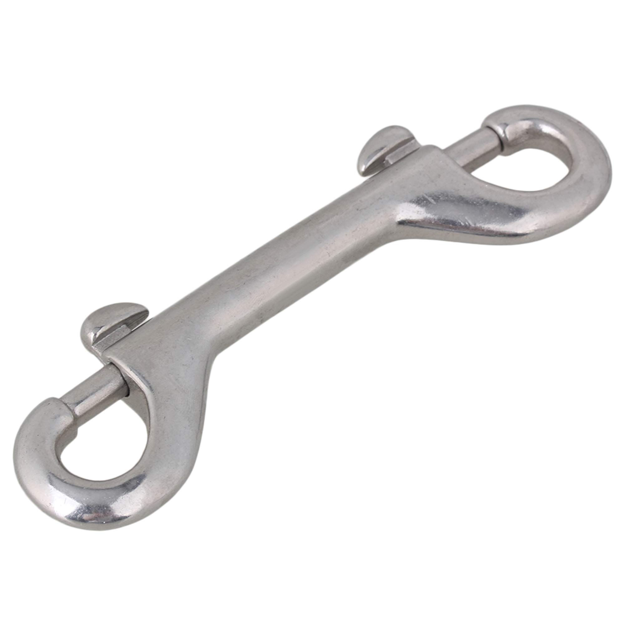 Double-Ended Bolt Spring Hook, Stainless Steel Double-Ended Trigger Buckle, Suitable for pet Chain configurations, Lifting Slings, to Rotate to Release Torque, 1 piece (4.53 inches, Silver)