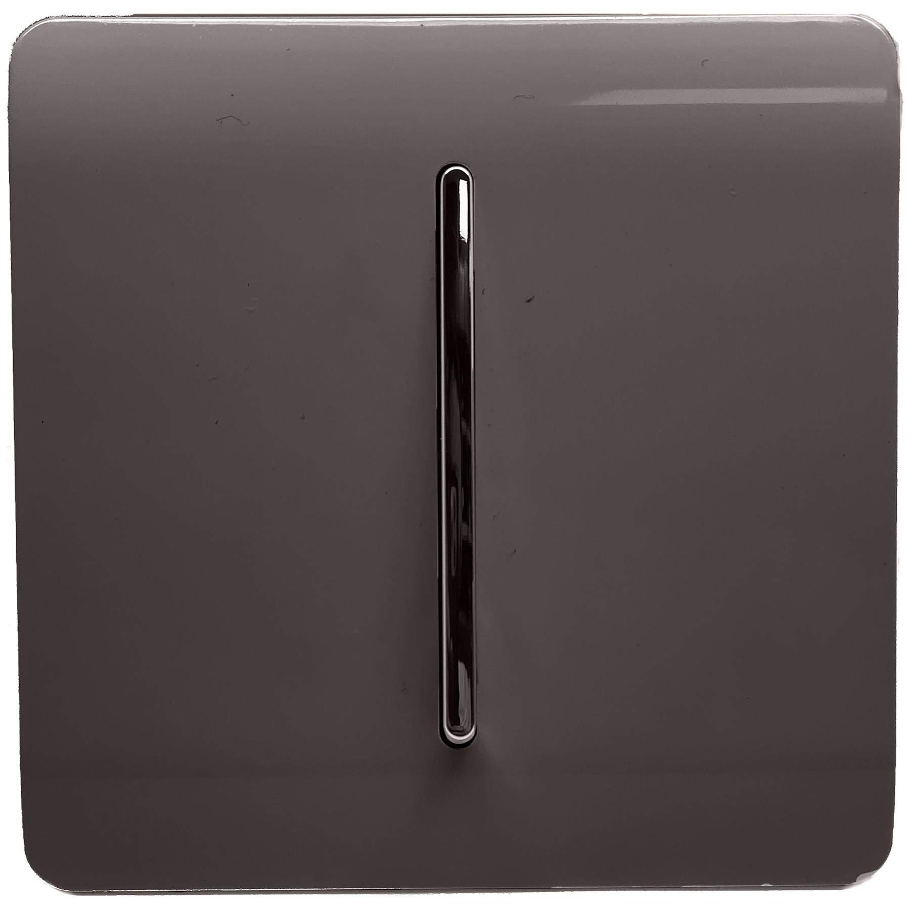 Trendi 1 Gang 1 Way Artistic Modern Glossy 10 Amp Rocker Tactile Light Switch Dark Brown