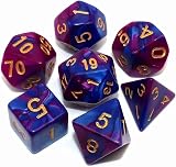 CREEBUY 7Pcs Purple Blue DND Dice Set Polyhedral D20 D12 D10 D8 D6 D4 RPG