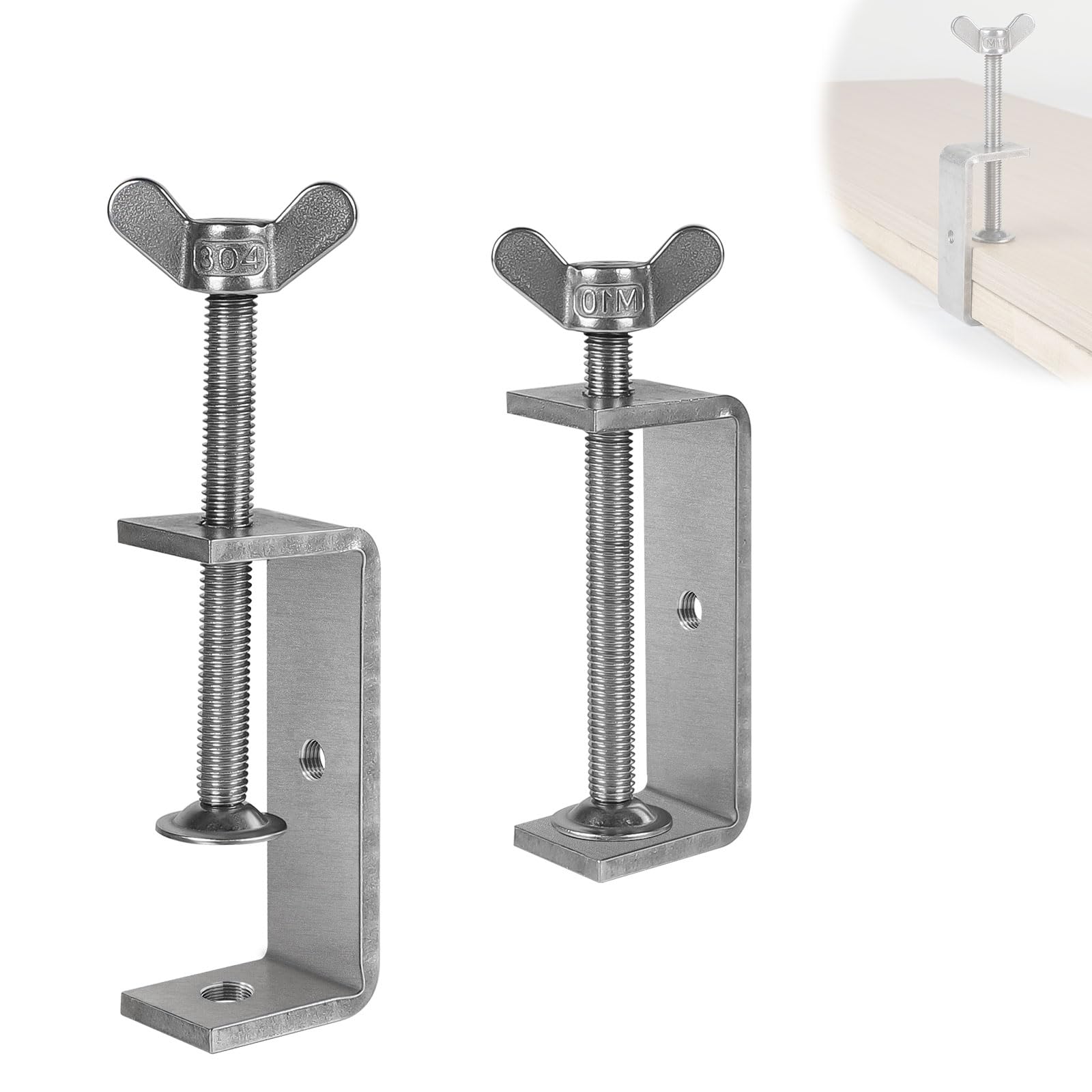 EXLECO 2 C Clamp Stainless Steel C Clamps 0-80 mm Screw Clamp Adjustable Jaw Openings Carrier Clamp Fixing Pliers Table Clamp Carrier Clamp Mounting Clamp for Welding Carpentry Woodwork