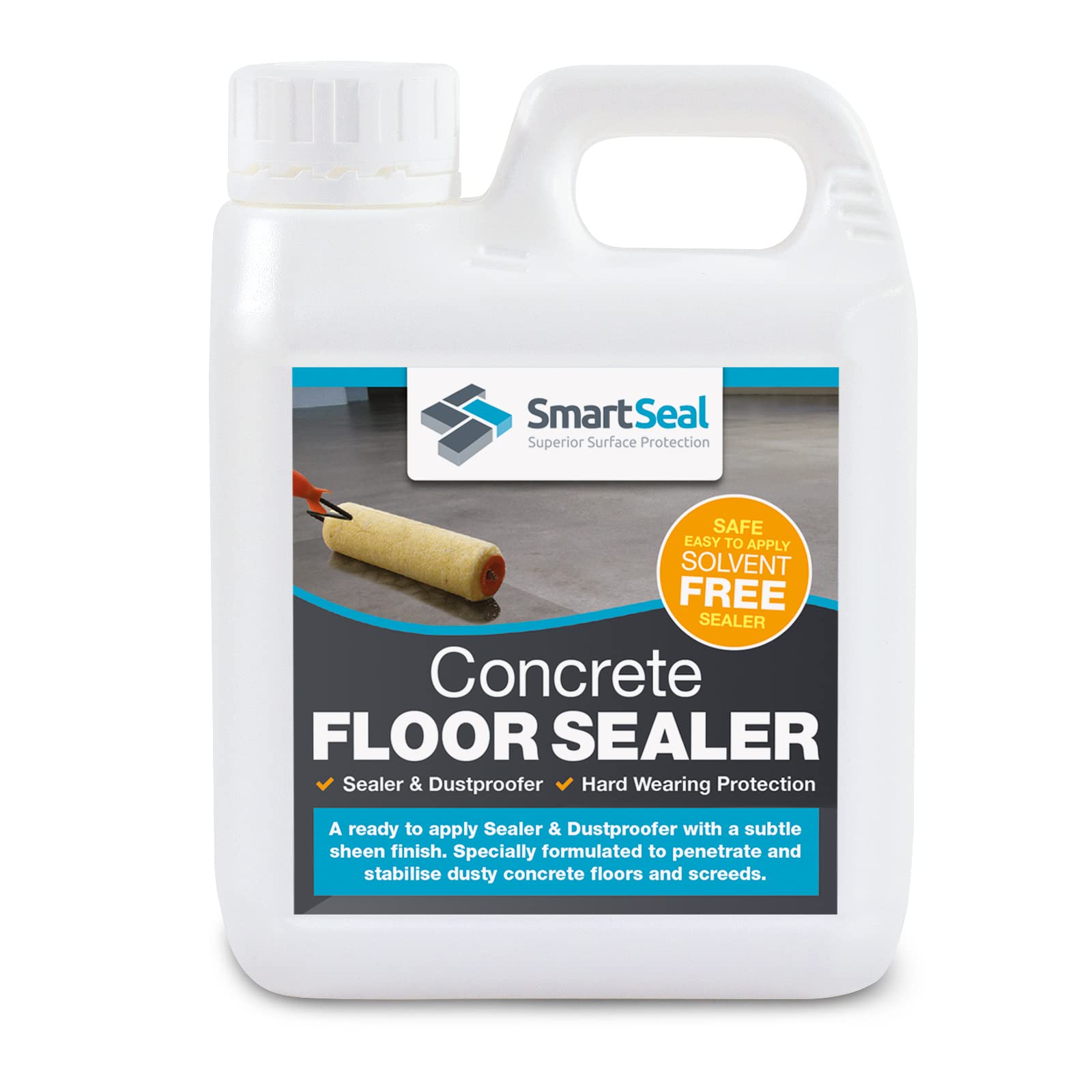 SmartSeal Concrete Floor Sealer - 1 Litre - Premium Exterior & Interior Concrete Sealer and Dustproofer with Satin Sheen Finish – Easy to Apply, Stain & Water Resistant Sealant