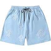 VIPWOLF Men's Cross Graphic Workout Running Shorts Goth Drawstring Waist Cool Track Shorts