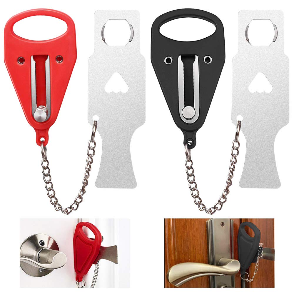 QUCUMER 2 Pcs Portable Door Lock Travel Door Lock Additional Safety and Privacy Lock Travel Door Security Locks Lockdown Lock for Traveling Home Apartment Living Hotel Motel