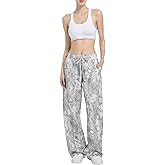PinkyMoor Camo Sweatpants Women Baggy Camo Drawstring Pants Camouflage Wide Leg Y2K Straight Elastic Waist Pants with Pockets
