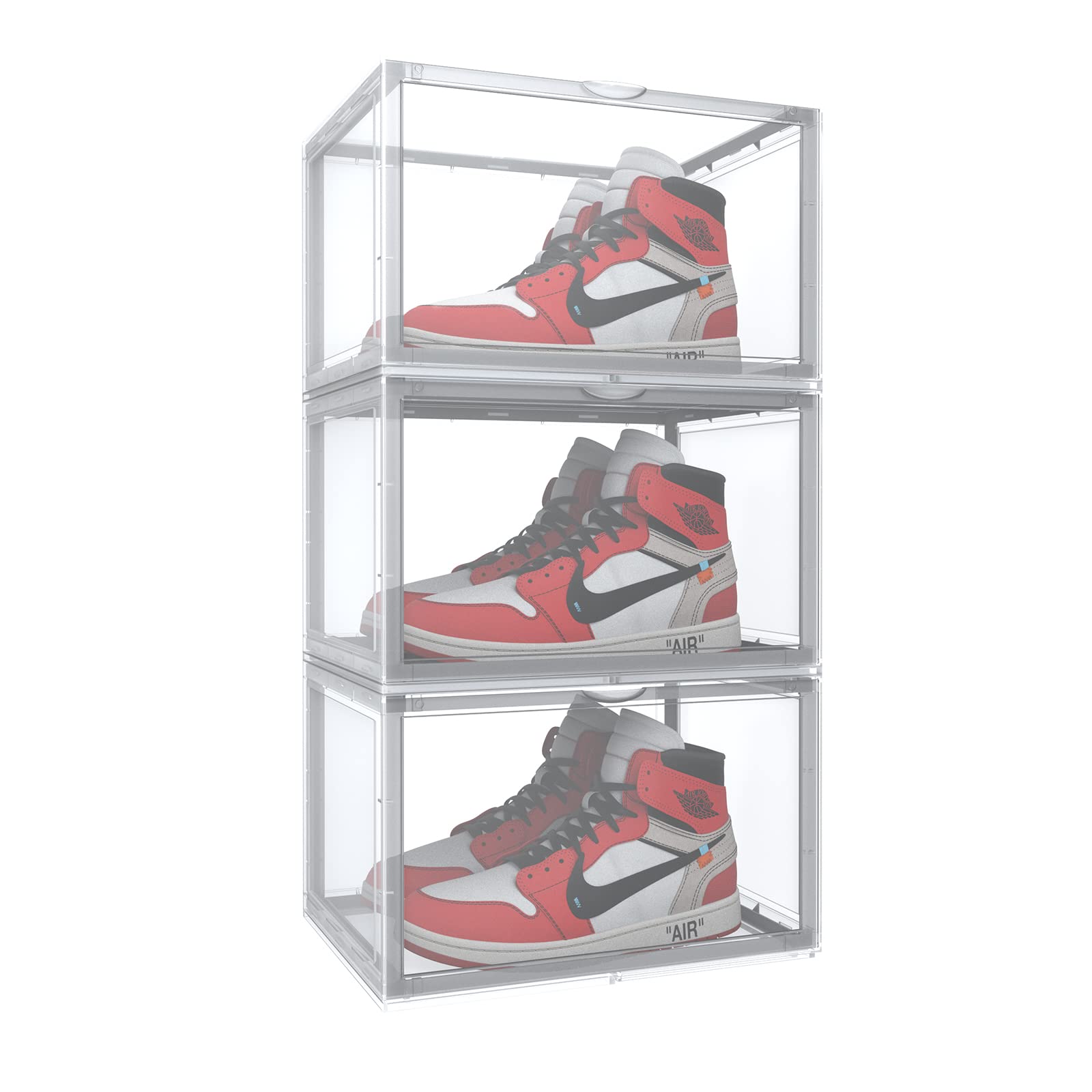 Photo 1 of Reitu 3 Pack Shoe Storage Boxes, Clear Plastic Stackable Shoe Organizer Bins, Side Opening Sneaker Holder Containers For Men/Women sneaker Fit up to US Size 13 (Clear)