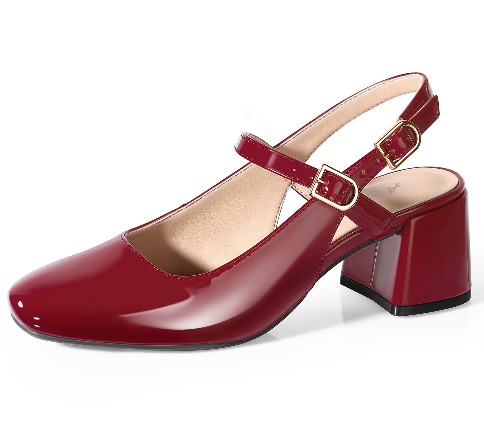 Photo 1 of Ankis Chunky Low Heels Dress Shoes for Women Slingback Square Closed Toe Heels Wedding Party Pumps