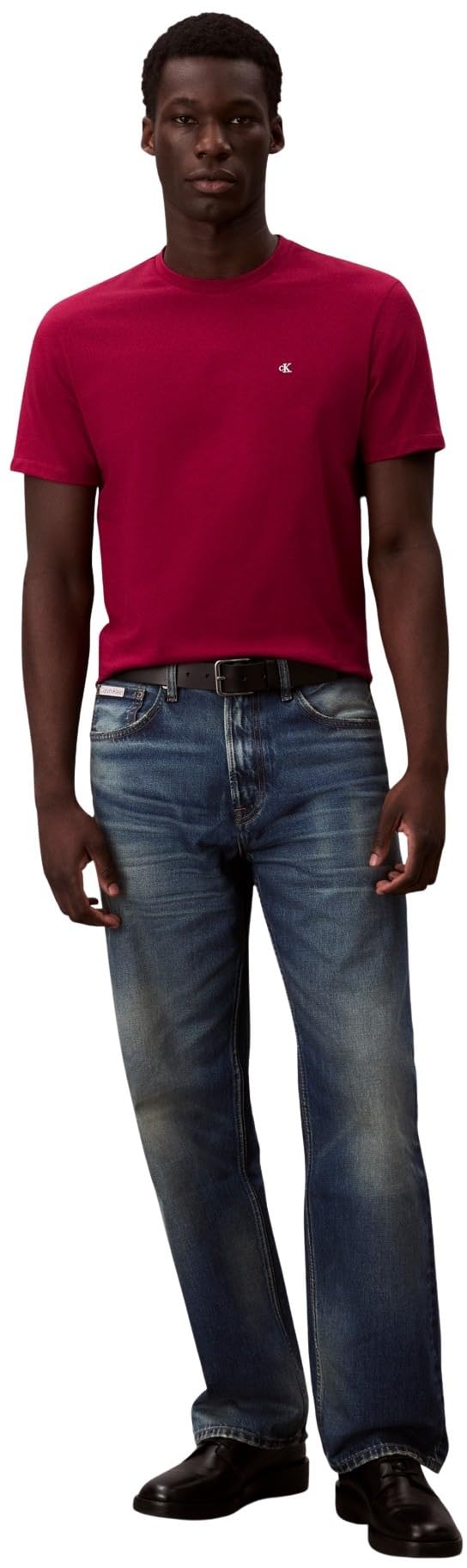 Calvin Klein Herren T-Shirt Kurzarm Classic Monogram Tee mit Rundhalsausschnitt, Rot (Beet Red), L 4