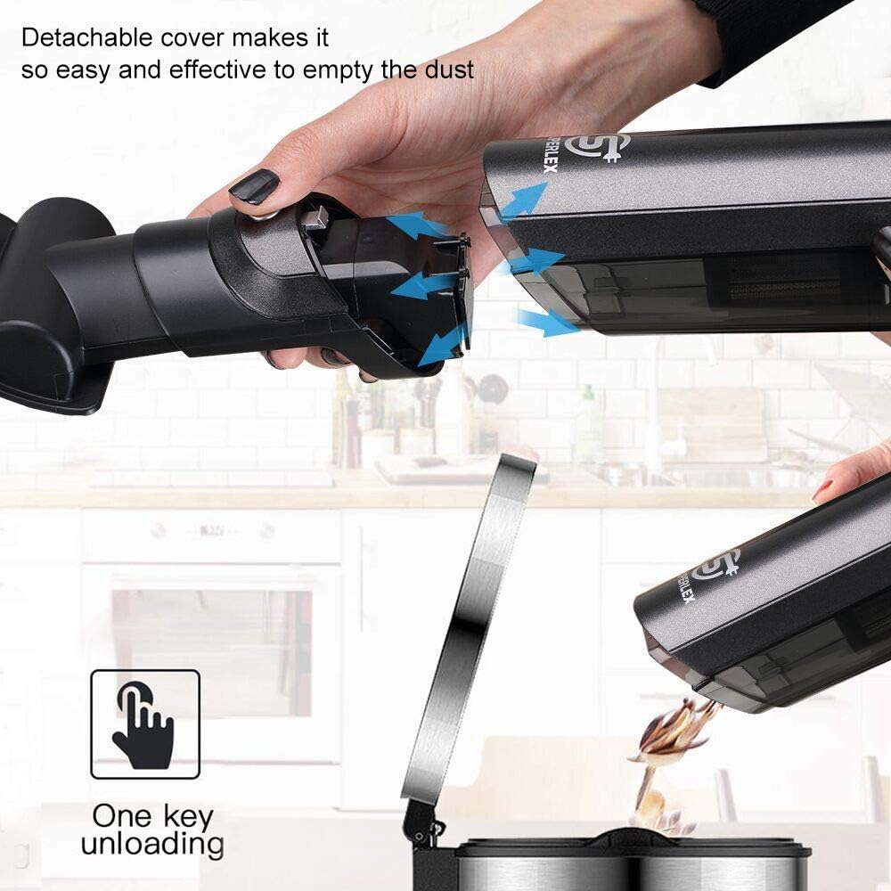 SUPERLEX Cordless Handheld Vacuum Cleaner 2 Modes Hand Vacuum Cleaner Rechargeable with Charging Dock, Dry Hand Stick Vacuum for Kitchen, Mini Car Dust Buster for Home Office Car Food Debris Cleaning -