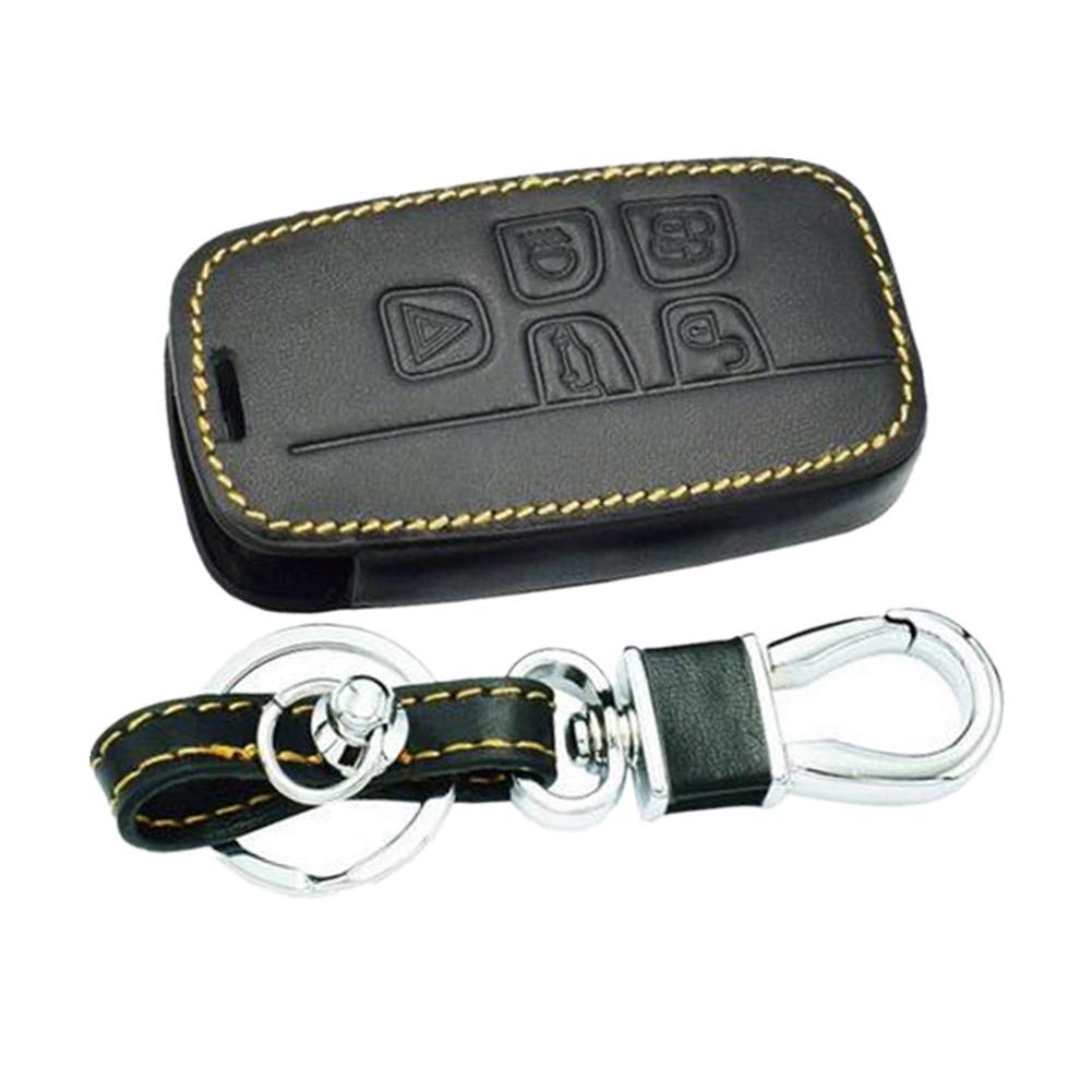 Happyit Leather Key Cover Cases for Land Rover RANGE ROVER SPORT Evoque Freelander 2 DISCOVER Discovery 5 Buttons Smart Keys
