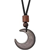 MINACHI Gothic Obsidian Crescent Moon Pendant Necklace with Braided Cord, Goth Celestial Jewelry Gift for Men and womens