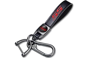 JYSDLHQ Genuine Leather Car Keychain Compatible with Chevy camaro SS Car Key Chain Ring Accessories for Men and Woman