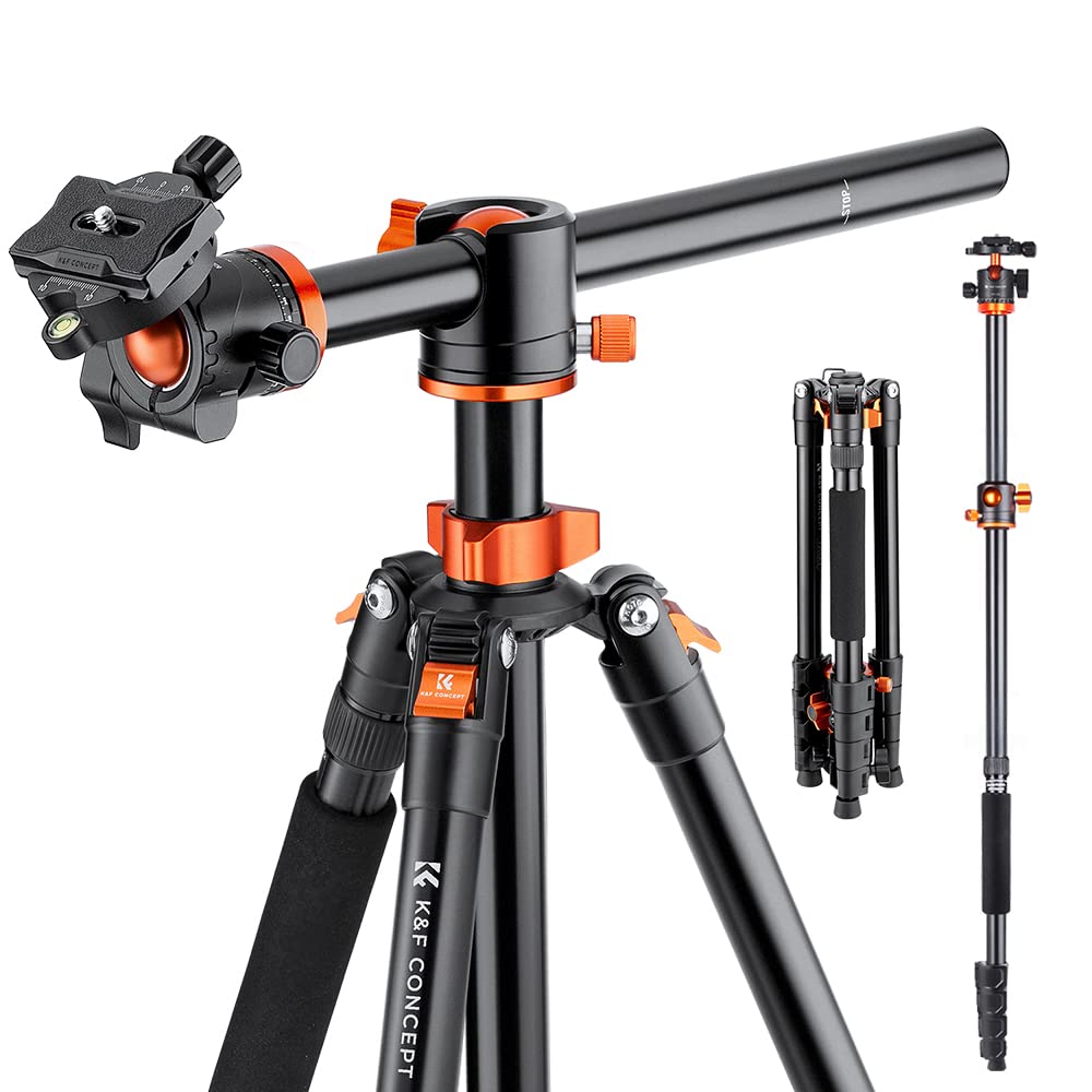 Photo 1 of (see all images) K&F Concept 73 inch /186cm Camera Tripod,Transverse Center Column Aluminium DSLR Tripod with 360 Degree Ball Head 10kg Load
