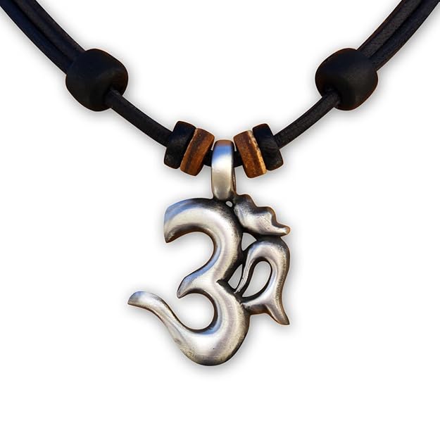 HANA LIMA ® Lederkette Om Shiva Buddha Indien Halskette Surferhalskette