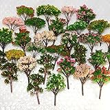 NW 25pcs Mixed Model Trees Model Train Scenery Architecture Trees Model Scenery with No Stands（0.79-2.36inch） (Colorful)