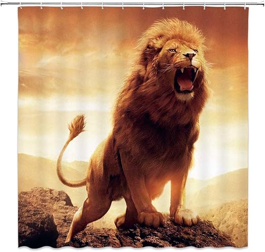 Amazon Com Amnysf Wildlife Shower Curtain Lion Stand On Rocks