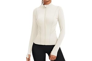 Rapbin Women's Slim Fit Workout Jackets Full Zip Long Sleeve Running Athletic Tops Yoga Shirts with Thumb Holes