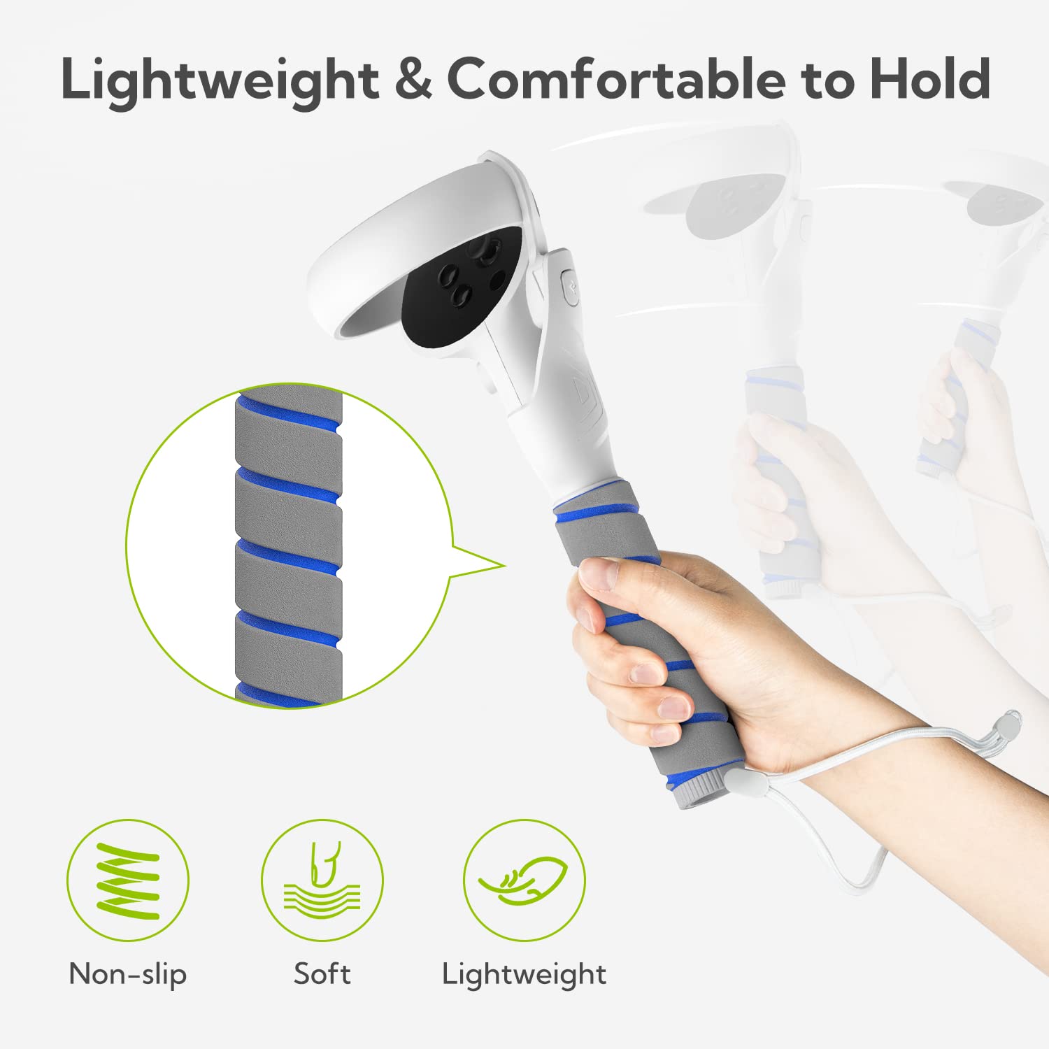 ZYBER Handle Attachments for Oculus Quest 2 Controller Accessories, VR Gorilla Tag Long Arms Grips for Meta Quest 2 Beat Saber Golf Club Baseball, Enhance VR Game Experience White