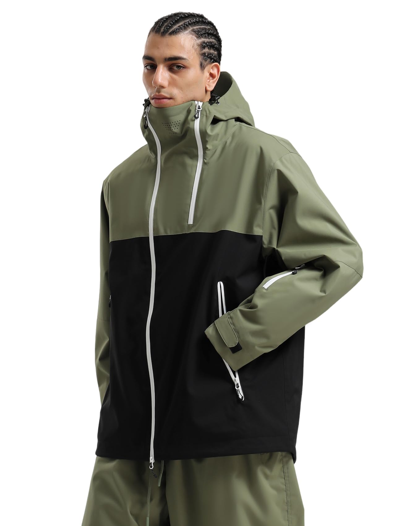 Photo 1 of GSOU SNOW Mens Snowboard Jacket Ski Coat Women Waterproof Insulated Snow Coat Winter Hooded Mountain Hiking Warm Black Army Green Large