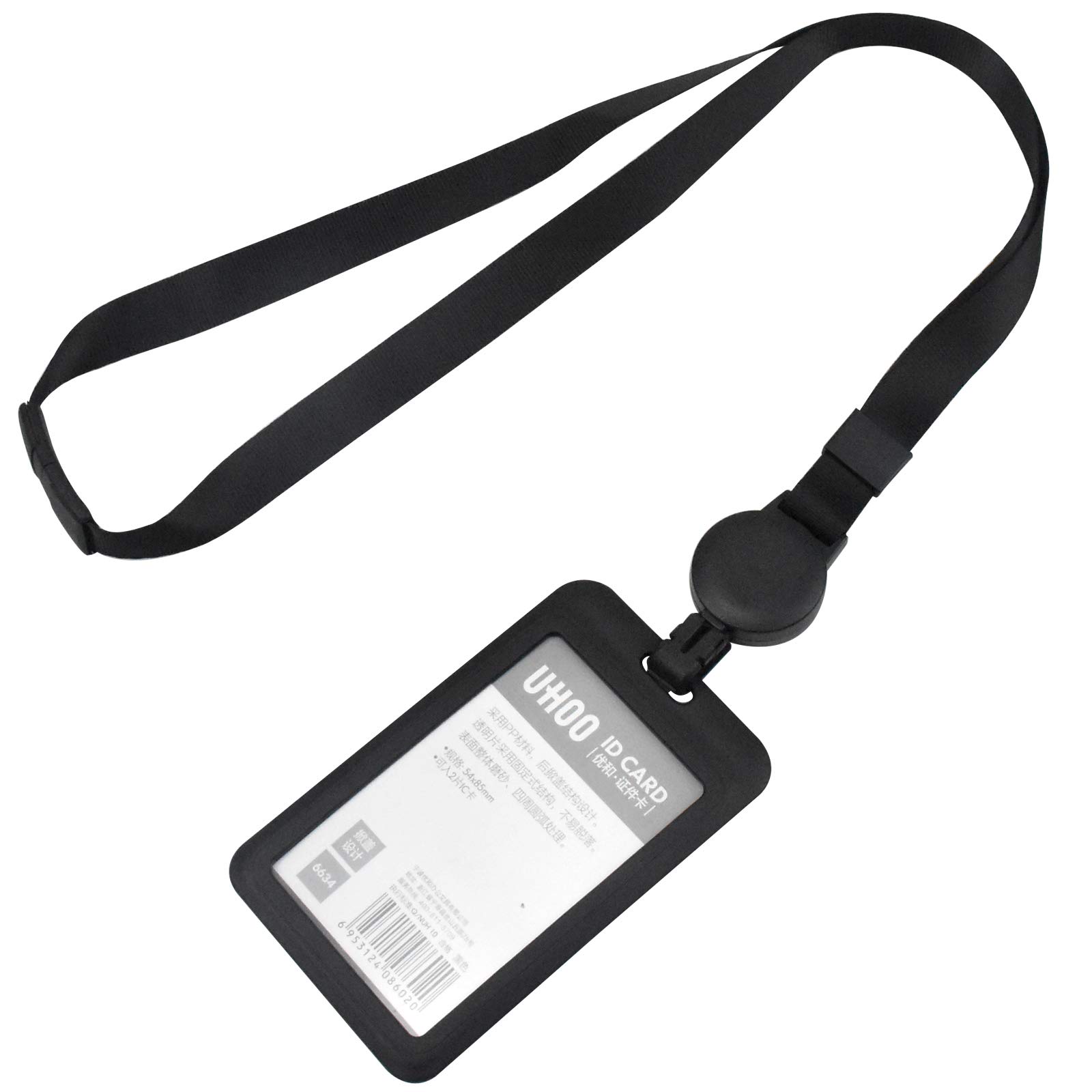 Skyzone ID Card Holder Plastic with Lanyard Neck Strap Black ID Badge Holder Retractable Lanyard and Card Holder with Integrated Yo-Yo Badge Reel for Office School Business Trip Man Woman