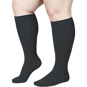 Keskale Plus Size Bamboo Compression Socks for Women & Men (2 Pairs), Wide Calf Knee High Support Socks, Graduated 20-30 mmHg