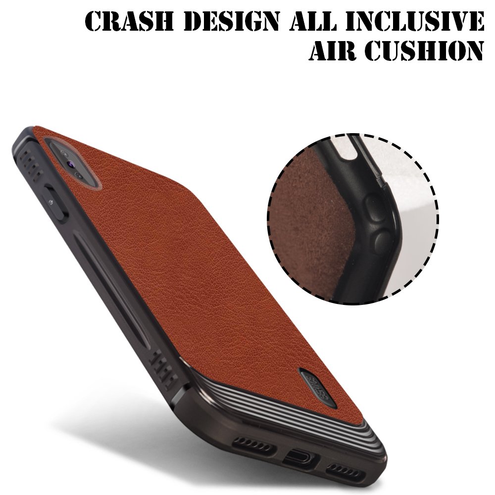 iPhone X case, MagicSky Ultra Slim Premium PU Leather Shock-absorbing Protective Bumper Case Cover with Built-in Nickel Metal Plate work with Universal Magnetic Phone Car Mount Holder - Brown