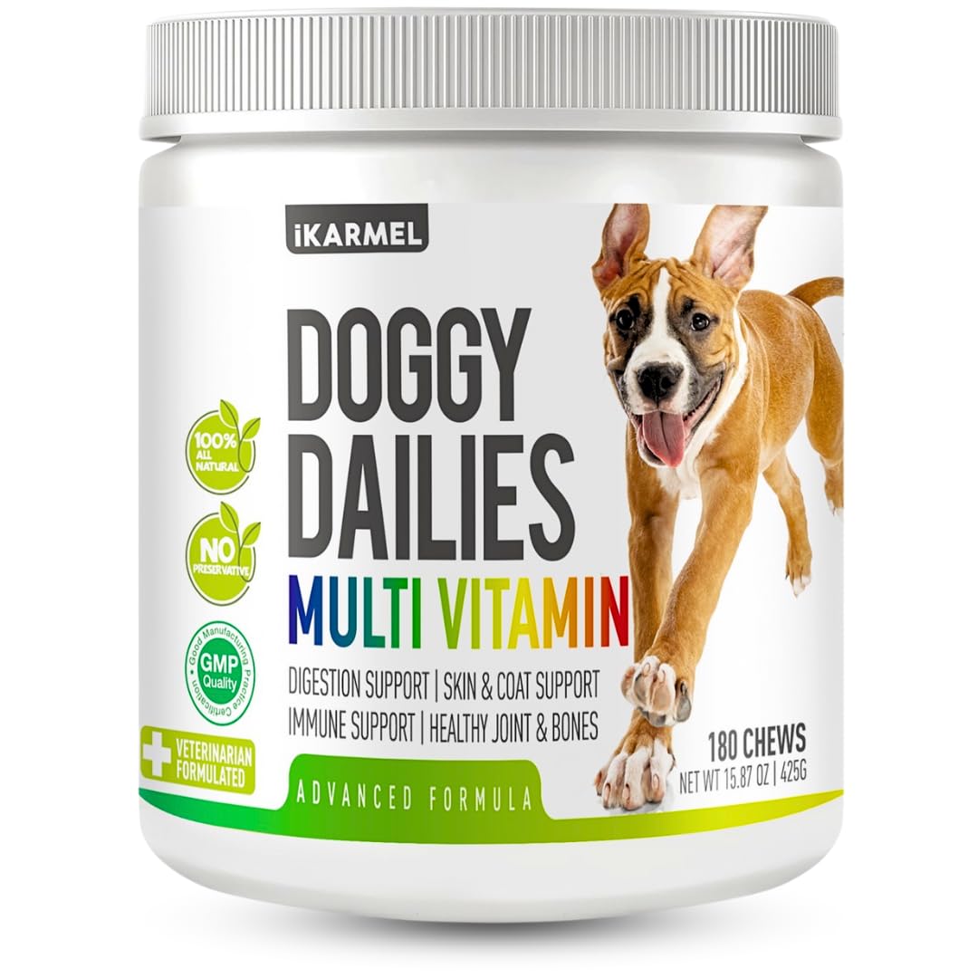 Doggy Dailies | Vitamins Supplements For Dogs | Skin & Coat | Probiotics + Joint Support 24 Vitamins & Minerals puppy to Senior Multivitamin