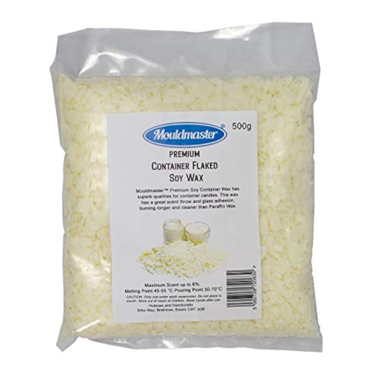 Mouldmaster Premium Container Soy Wax Flaked 500g, MP02, Off-White/Light Yellow
