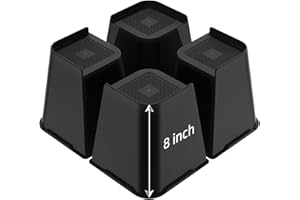 JONHWI Bed Risers, Oversized Furniture Risers, 8 inch Raise Blocks for Bed Couch Desk Sofa Table Lifts, Furniture Legs Lifters Support up to 6000 Lbs (Black, 4 Pack Set)