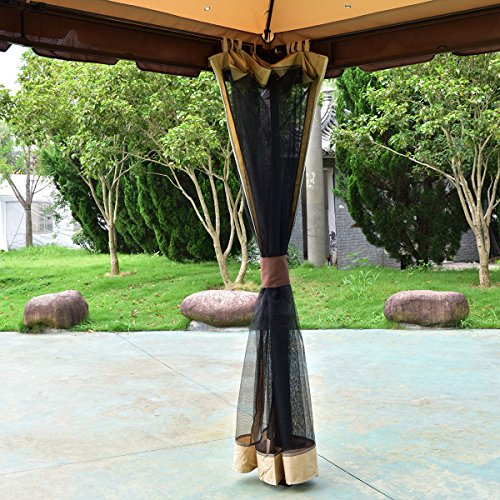 oldzon 2-Tier 10'x10' Gazebo Canopy Tent Shelter Awning Steel Patio Garden Outdoor with Ebook