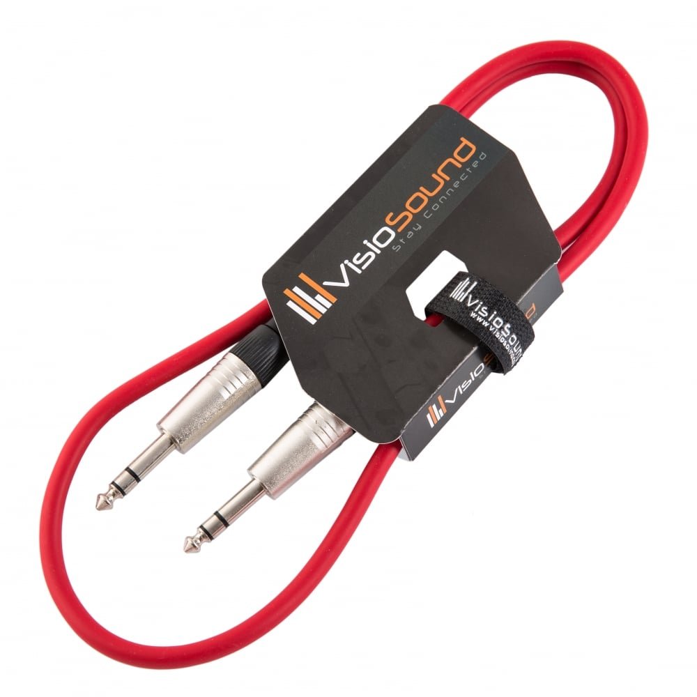 VisioSound 6.35mm 1/4" Stereo TRS Jack to TRS Jack Lead/Balanced Signal Audio Patch Cable 1m Red