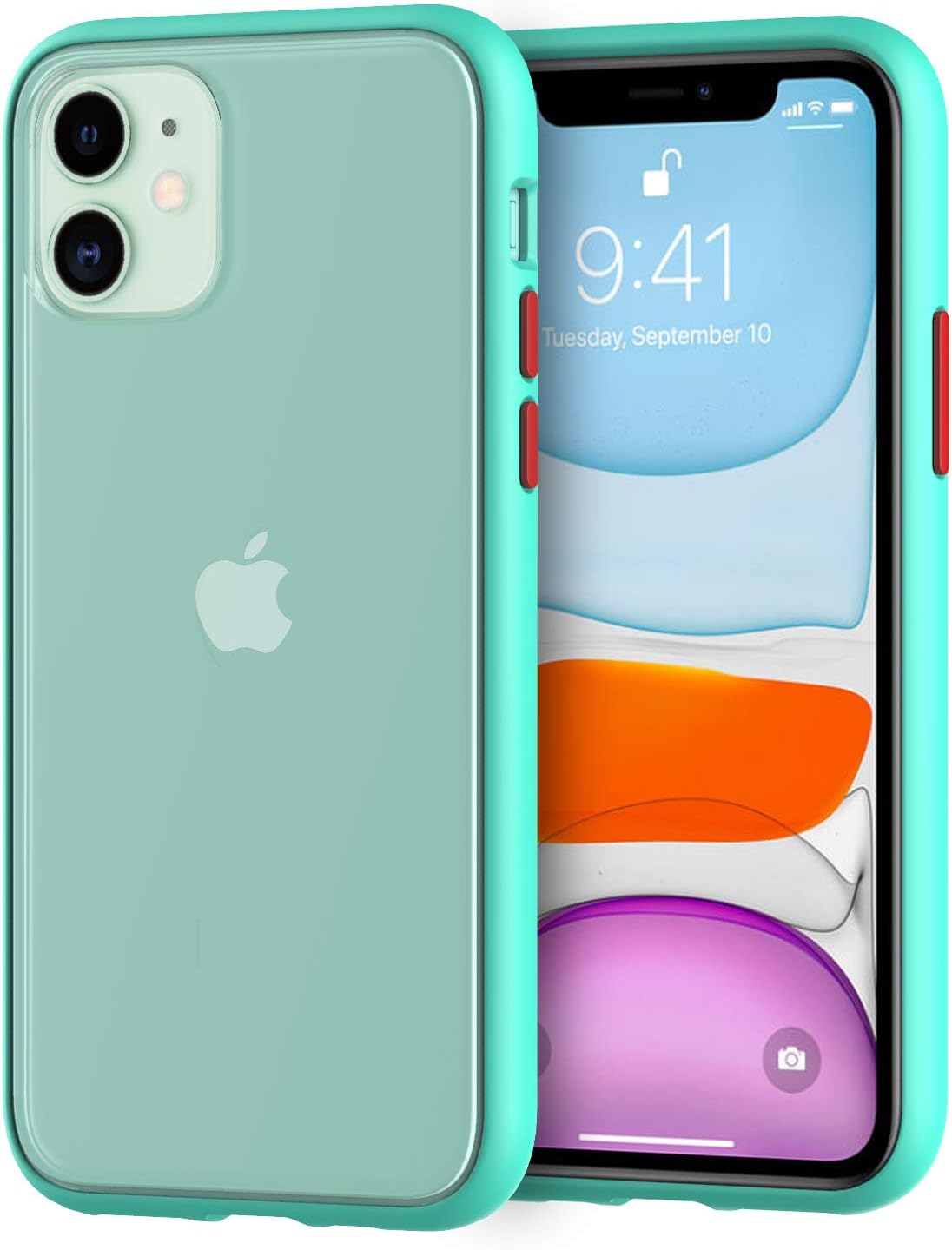 Amazon Com Senmon For Iphone 11 Case Contrast Color Button Translucent Matte Finish Back Full Body Protective Shockproof Anti Scratch Cover Case Designed For Iphone 11 6 1inch Mint