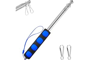 BONWIN 1.6M Telescopic Handheld Flagpoles with Clips, 5.25 Feet Thick Portable Stainless Steel Telescopic Banner Flag Pole - Tour Guide Flag Pole - Teaching Pointer Stick (5 Ft, Blue Black,1 Pack)