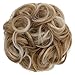 FESHFEN Messy Bun Hair Piece Hair Bun Scrunchies Synthetic Wavy Chignon Ponytail Hair Extensions Thick Updo Hairpieces for Women Girls 1PCS, Strawberry Blonde & Platinum Blonde Tips
